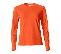 Clique - T-shirt maglia maglietta a manica lunga girocollo da donna Basic-T L/S Ladies in cotone jersey vestibilità slim-fit in diverse taglie e colori (arancio XS)