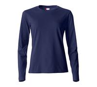 Clique - T-shirt maglia maglietta a manica lunga girocollo da donna Basic-T L/S Ladies in cotone jersey vestibilità slim-fit in diverse taglie e colori (blu L)