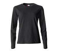 Clique - T-shirt maglia maglietta a manica lunga girocollo da donna Basic-T L/S Ladies in cotone jersey vestibilità slim-fit in diverse taglie e colori (nero S)