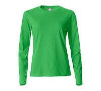 Clique - T-shirt maglia maglietta a manica lunga girocollo da donna Basic-T L/S Ladies in cotone jersey vestibilità slim-fit in diverse taglie e colori (verde acido L)