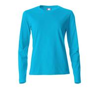 Clique - T-shirt maglia maglietta a manica lunga girocollo da donna Basic-T L/S Ladies in cotone jersey vestibilità slim-fit in diverse taglie e colori (turchese XS)