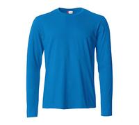 Clique - T-shirt manica lunga Uomo Basic-T L/S, in cotone Jersey, colletto elasticizzato, nastrino parasudore, vestibilità slim-fit (royal 3XL)