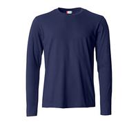 Clique - T-shirt manica lunga Uomo Basic-T L/S, in cotone Jersey, colletto elasticizzato, nastrino parasudore, vestibilità slim-fit (blu XS)