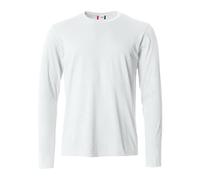 Clique - T-shirt manica lunga Uomo Basic-T L/S, in cotone Jersey, colletto elasticizzato, nastrino parasudore, vestibilità slim-fit (bianco M)