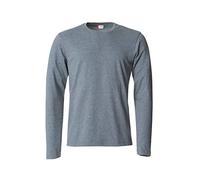 Clique - T-shirt manica lunga Uomo Basic-T L/S, in cotone Jersey, colletto elasticizzato, nastrino parasudore, vestibilità slim-fit (Grigio Melange 4XL)