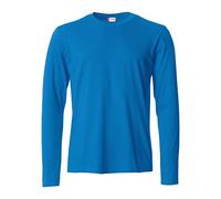 Clique - T-shirt manica lunga Uomo Basic-T L/S, in cotone Jersey, colletto elasticizzato, nastrino parasudore, vestibilità slim-fit (royal XL)