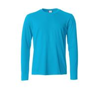 Clique - T-shirt manica lunga Uomo Basic-T L/S, in cotone Jersey, colletto elasticizzato, nastrino parasudore, vestibilità slim-fit (turchese 4XL)