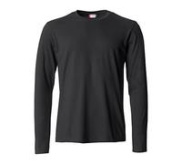 Clique - T-shirt manica lunga Uomo Basic-T L/S, in cotone Jersey, colletto elasticizzato, nastrino parasudore, vestibilità slim-fit (nero M)