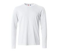 Clique - T-shirt manica lunga Uomo Basic-T L/S, in cotone Jersey, colletto elasticizzato, nastrino parasudore, vestibilità slim-fit (bianco XL)