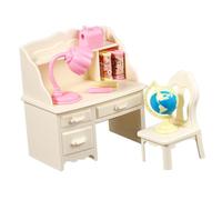CLISPEED 1 Set Miniatura Study Desk and Chair mobili in miniatura per casa delle bambole mobili per casa delle bambole in miniatura piccola sedia da scrivania Mini mobili plastica