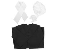 CLISPEED 1 Set set parrucca uniforme da avvocato per costume da avvocato giudice costume tuta cerimonia giudice del costume infantile Judge Accessori in costume poliestere Nero