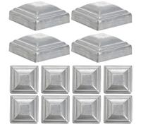 CLISPEED 12 tappi quadrati per recinzioni in ferro con stampaggio integrato e caratteristiche anti-goccia, coperture per guardrail argentate adatte per terrazze da giardino e pali di recinzione