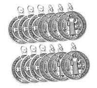 CLISPEED 12pezzi Ciondoli Medaglie San Benedetto in Metallo Per Collane e Bomboniere Nascita Matrimonio Design Religioso Classico e Leggero Per Gioielli Te e Regali Significativi