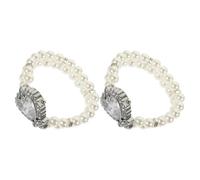 CLISPEED 2 orologi da polso da donna con doppia fila elastica con perle finte, eleganti e lussuosi, design femminile quadrato e a forma di cuore, accessorio versatile per occasioni speciali e formali