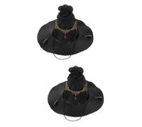 CLISPEED 2 Pezzi Cappello Da Mago Cappello Da Festa Delle Da Festa Babbino Da Strega Colore Costume Stregoni in Maschera Con Fiori Cosplay Nero