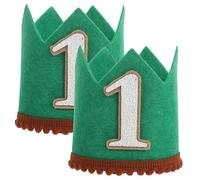 CLISPEED 2 Pezzi Corona Compleanno per Feltro Verde Cappello Compleanno Unisex per Foto e Feste Decorazioni Party per Ragazzo Ragazza e Bambine