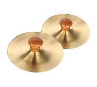 CLISPEED 2 pezzi Cymbali per Manico in Legno Strumento Percussione Mano per Danza del Ventre e Feste Mini Piatti Resistenti e Sonori per Sviluppo Ritmico e Musicale