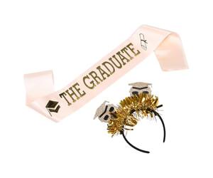 CLISPEED 2 Pezzi Fascia per Laurea Nera in Plastica e Tessuto Design Unico e Comodo, Accessorio Versatile per Feste di Danza e Foto Durante la Stagione di Laurea
