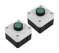 CLISPEED 2 Pezzi Interruttore di Arresto di Emergenza per Ascensore Copertura Protettiva Verde, Pulsante a Fungo Momentaneo, Scatola di Controllo Integrata per Sicurezza e