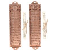 CLISPEED 2 Pezzi Mezuzah per Porta in Lega di Alluminio con Pergamena Sacra Decorazione Religiosa Israeliana per Casa Ebraica Adorno in Metallo Robusto per Porte e Finestre Artigianato