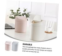 CLISPEED 2 Pezzi Mini Trash Can With Lid For Desktop Home Office Plastic Waste Container For Car And Tabletop Compact Clamshell Design