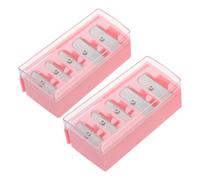CLISPEED 2 Pezzi Temperino per Matite Trucco Occhi e Labbra, Temperamatite per Eyeliner e Lip Liner, 5 Fori, Rosa, Manuale, per Matite Cosmetiche, Uso Quotidiano e Viaggio