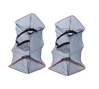 CLISPEED 2 pezzi Trappola Pieghevole per Pesca Portatile in Nylon e Metallo Rete per Cattura Granchi Aragoste Gamberetti e Astici per Attività Outdoor