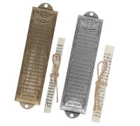 CLISPEED 2 Set Mezuzah in Metallo Antico per con Scrittura Ebraica Decorazione Religiosa Artigianato Sacro con Finitura Vintage Regalo Benvenuto Religioso