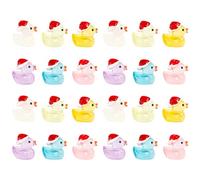 CLISPEED 24pezzi Mini Figurine in Resina Glow in The Dark Decorazioni Natalizie per Micro Paesaggi con Anatre Colorate per Atmosfere Festive