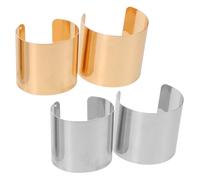 CLISPEED 2pezzi Bracciale Rigido Aperto in Oro e Argento Bracciali Polsino Larghi Scanalati Gioielli Da Polso Per Donne e Ragazze Regolabili