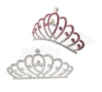 CLISPEED 2pezzi Di Per Compleanno Principessa Tiara Colorata Per Feste Bambine Accessori Damigella Cerchietto Cristalli Abbaglianti