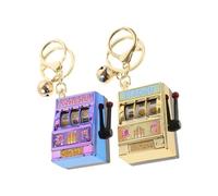 CLISPEED 2pezzi Mini Portachiavi Slot Machine Ciondolo Retro Giocattolo Creativo Per Souvenir Las Vegas Accessorio Divertente e Giocoso Per Regali Di Compleanno e Eventi Speciali