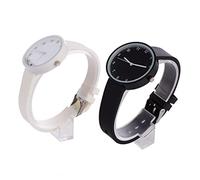 CLISPEED 2pezzi Orologio a Colore Pieno Per Ragazze Orologio Da Polso Alla Moda Minerale Resistente Cinturino in Confortevole Design Semplice e Elegante Facile Da Leggere Bianco e Nero Per