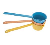 CLISPEED 3 pezzi Mestoli da Bagno e Cucina in PP con Manico Lungo Paletta Versatile per Annaffiare Fiori Riempire Contenitori e Uso Domestico Multifunzione Colori Giallo Rosa