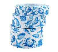 CLISPEED 3 Pezzi Nastro Grosgrain a Tema Oceano 10-38 Mm, Nastro Decorativo Spesso Motivo Corallo Blu, Nastri per Festa in Mare, Confezioni Regalo e Decorazioni Fai da Te
