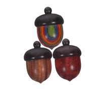 CLISPEED 3 Pezzi Scatola Acorn in Legno con Tappo Vite Organizer Portatile per Oli Essenziali Design Realistico Forma di Ghianda Custodia Compatta per Viaggi Ufficio e Casa