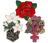 CLISPEED 3 pezzi Spille Femministe Design Rosa e Pugno Spilla Accessorio Raffinato per Vestiti Sciarpe e Cappelli Accessorio Chic e Delicato per Donna