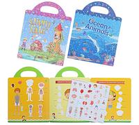 CLISPEED 3 set Libro Adesivi Educativi per DIY Sticker Book Riutilizzabile con Scene Corpo Oceano e Principesse Gioco Didattico per Anni Attacca e Stacca Facile e Divertente per