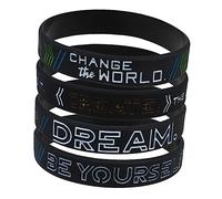 CLISPEED 4 Bracciali Motivazionali in Silicone Elasticizzati con Ispiratrici Dream Be Yourself Create per Teenager Comodi e Resistenti per Sport e Feste