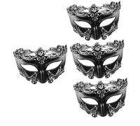 CLISPEED 4 Maschera Mezzo Volto Nero e Maschera Creativa per Halloween e Feste Tema e Confortevole Adatta Tutti