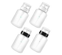 CLISPEED 4 pezzi Bottiglie Dosatrici Pressione per Solvente Unghie Trasparenti con Etichette Bottiglie Ricaricabili per e Toner per Viaggio e