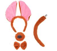 CLISPEED 4 Pezzi Cerchietto Orecchie Cane Color Caffè con Fiocco, Naso e Coda, Accessori Cosplay Adorabili e Versatili in Feste Creative
