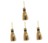 CLISPEED 4 Pezzi Mini Scopa Strega con Pendente in Nero e Charm Appeso Forma Scopa per Decorazioni Halloween Accessorio Retrò con Stelle Ab Ornamentazione Wicca Sacra