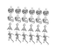 CLISPEED 40pezzi Ciondolo Tema Sportivo in Lega Forma Giocatore Di Baseball Mazza Da Baseball Casco Per Creazione Di Gioielli Accessori Fai Da Te