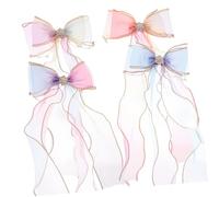 CLISPEED 4pezzi Fiocchi Per Capelli Nastro Decorativo Per Bambine Fermagli Per Capelli Facili Da Indossare Per Ragazze