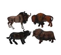 CLISPEED 4pezzi Mini Cow Model Ornaments Realistic Wild Animal Figurines for Kids Educational Desktop Decor for Role-playing and Learning Activities