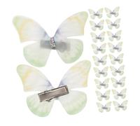CLISPEED 50 Pezzi Fermagli Farfalla Doppio Livello in Tulle Leggero Verde Clip Capelli Donna Bambina per Matrimoni Feste Cosplay e Uso Quotidiano Fermacapelli con Morsetto Coccodrillo