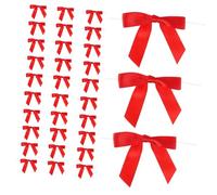 CLISPEED 50pezzi Fiocchi di Nastro Rosso in Poliestere Piccoli Fiocchi per Lavoretti e Decorazioni Mini di Stoffa per Confezionare Regali e Allestimenti Nuziali