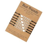 CLISPEED 6 pezzi Braccialetti Regolabili Amicizia Charm Cuore Bracciale da Polso Nero per Donne e Sorelle Design Semplice e Confortevole per Uso Quotidiano e Occasioni Casual