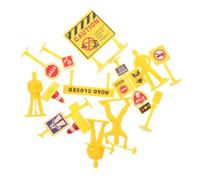 CLISPEED 84 pezzi Mini Segnali Stradali e Coni da Traffico in Plastica Resistenti per Decorazioni Torta e Diorami di Cantieri Giocattoli Educativi per Feste Tema Costruzione